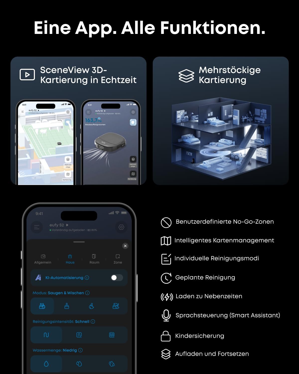 eufy Saug- und Wischroboter HydroJet S2, Komplett