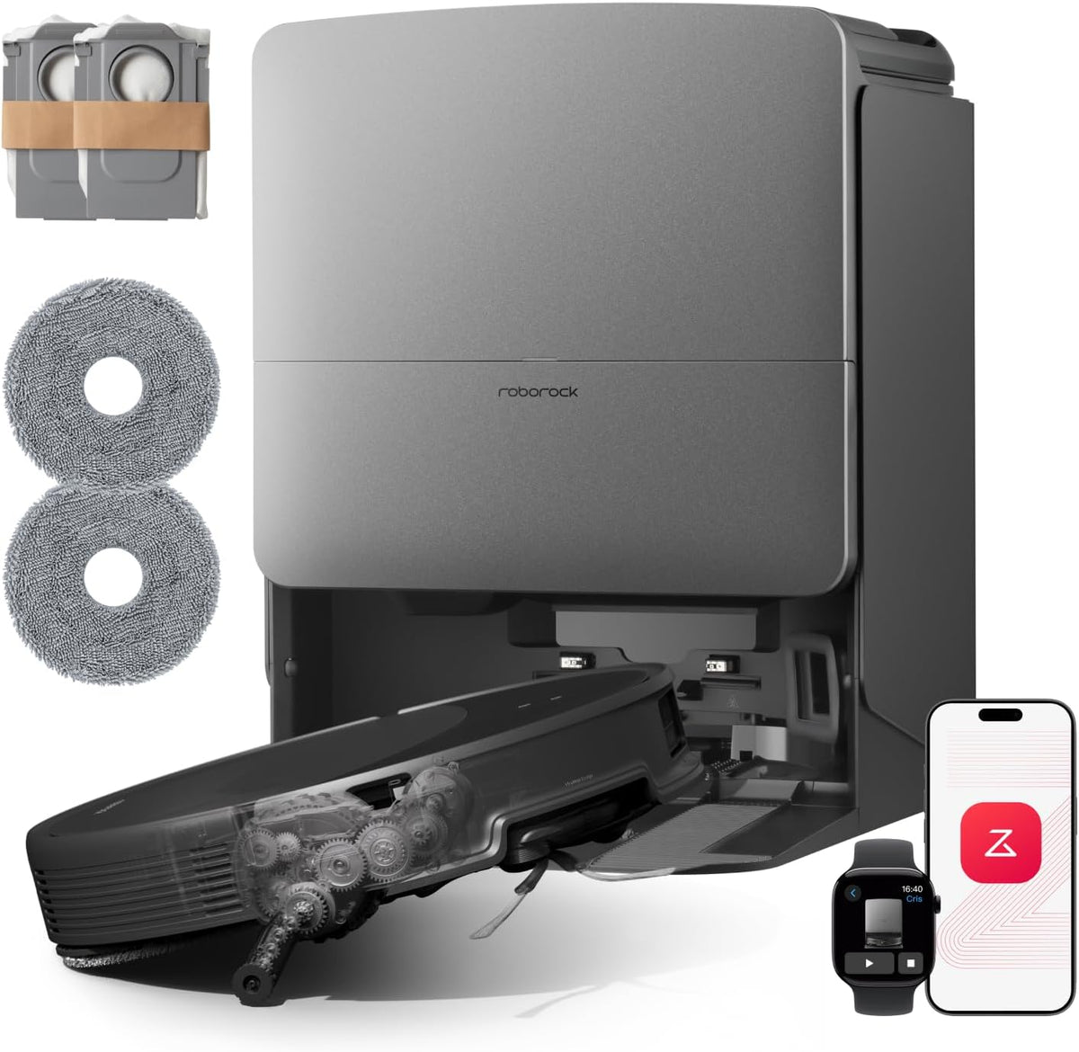 roborock Saros 20 Set Saugroboter mit Wischfunktion&angebbarem Wischmopp