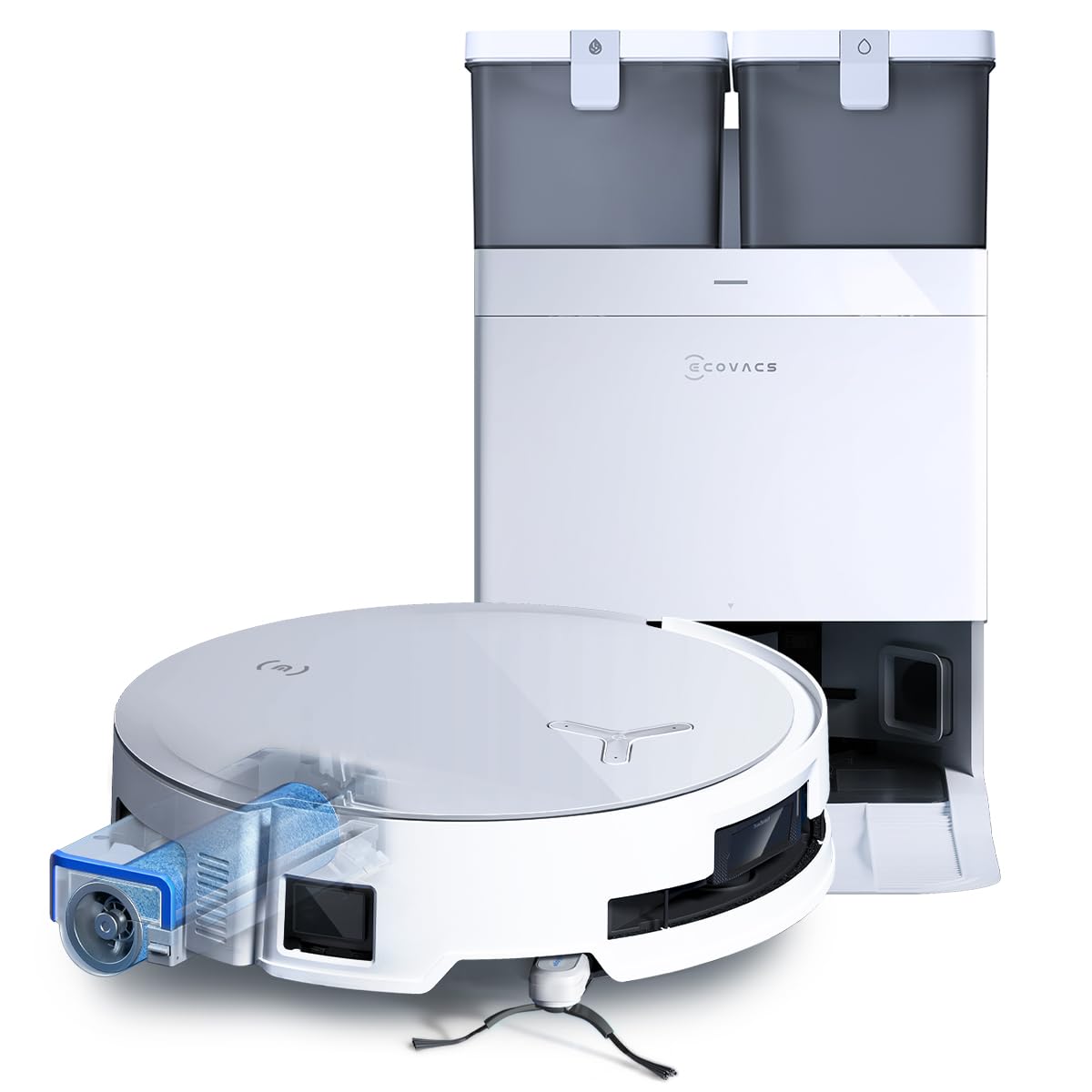 ECOVACS DEEBOT X8 PRO Omni Saugroboter mit Wischfunktion, OZMO Roller mit kontinuierliches Wischen & Selbstreinigung, 18.000 Pa, 12-in-1 Station, 40–75 °C Heißwasser-Moppreinigung, YIKO-GPT