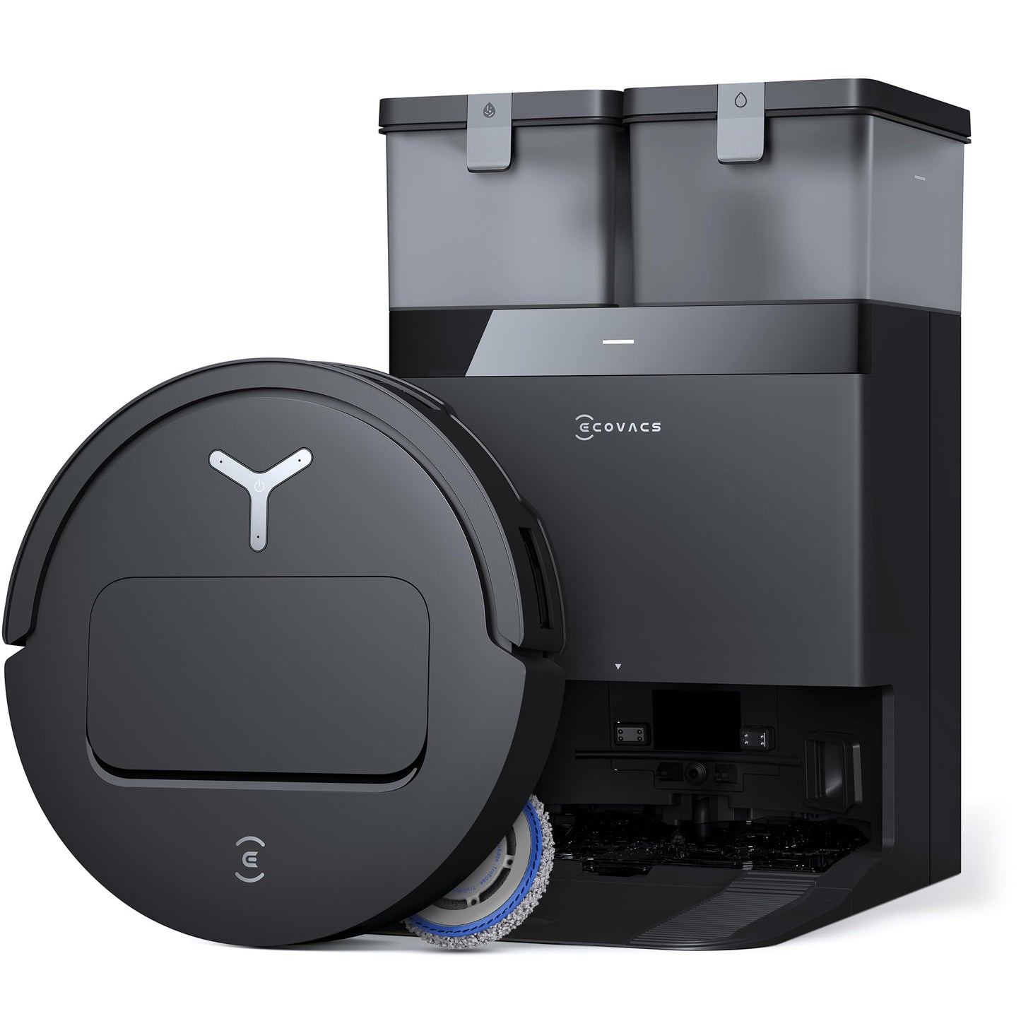 ECOVACS DEEBOT T50 PRO Omni Saugroboter und Wischmopp, 8,1 cm ultradünn, 15.000 Pa Saugkraft, ZeroTangle 2.0, TruEdge Kantenreinigung, AIVI 3D Hindernisvermeidung, Auto Mop Waschen & Trocknen