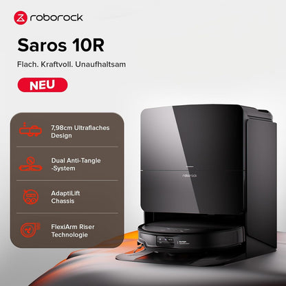 roborock Saros 10R Set Saugroboter mit Wischfunktion&angebbarem Wischmopp