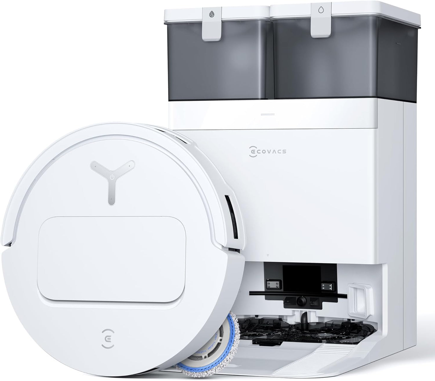 ECOVACS DEEBOT T50 PRO Omni Saugroboter und Wischmopp, 8,1 cm ultradünn, 15.000 Pa Saugkraft, ZeroTangle 2.0, TruEdge Kantenreinigung, AIVI 3D Hindernisvermeidung, Auto Mop Waschen & Trocknen