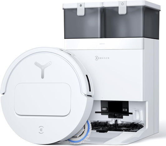 ECOVACS DEEBOT T50 PRO Omni Saugroboter und Wischmopp, 8,1 cm ultradünn, 15.000 Pa Saugkraft, ZeroTangle 2.0, TruEdge Kantenreinigung, AIVI 3D Hindernisvermeidung, Auto Mop Waschen & Trocknen