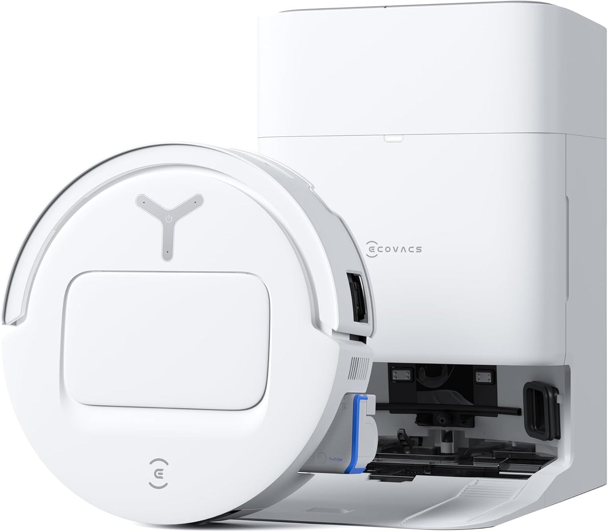 ECOVACS DEEBOT T80 Omni Saugroboter mit Wischfunktion, 18.000 Pa, OZMO Roller Wischwalze mit kontinuierlicher Frischwasser-Selbstreinigung, ZeroTangle 3.0, Moppwäsche mit 40-75℃ heißem Wasser, Weiß