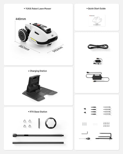 Mammotion YUKA 2000 Roboter-Rasenmäher, 3D-Vision-Positionierungs- und RTK-Fusion-Mapping-System für 0,5 Hektar Rasen, 45 % Steigung, Schnitthöhe 3 cm - 10,2 cm, Perimeter drahtlos, APP-Steuerung