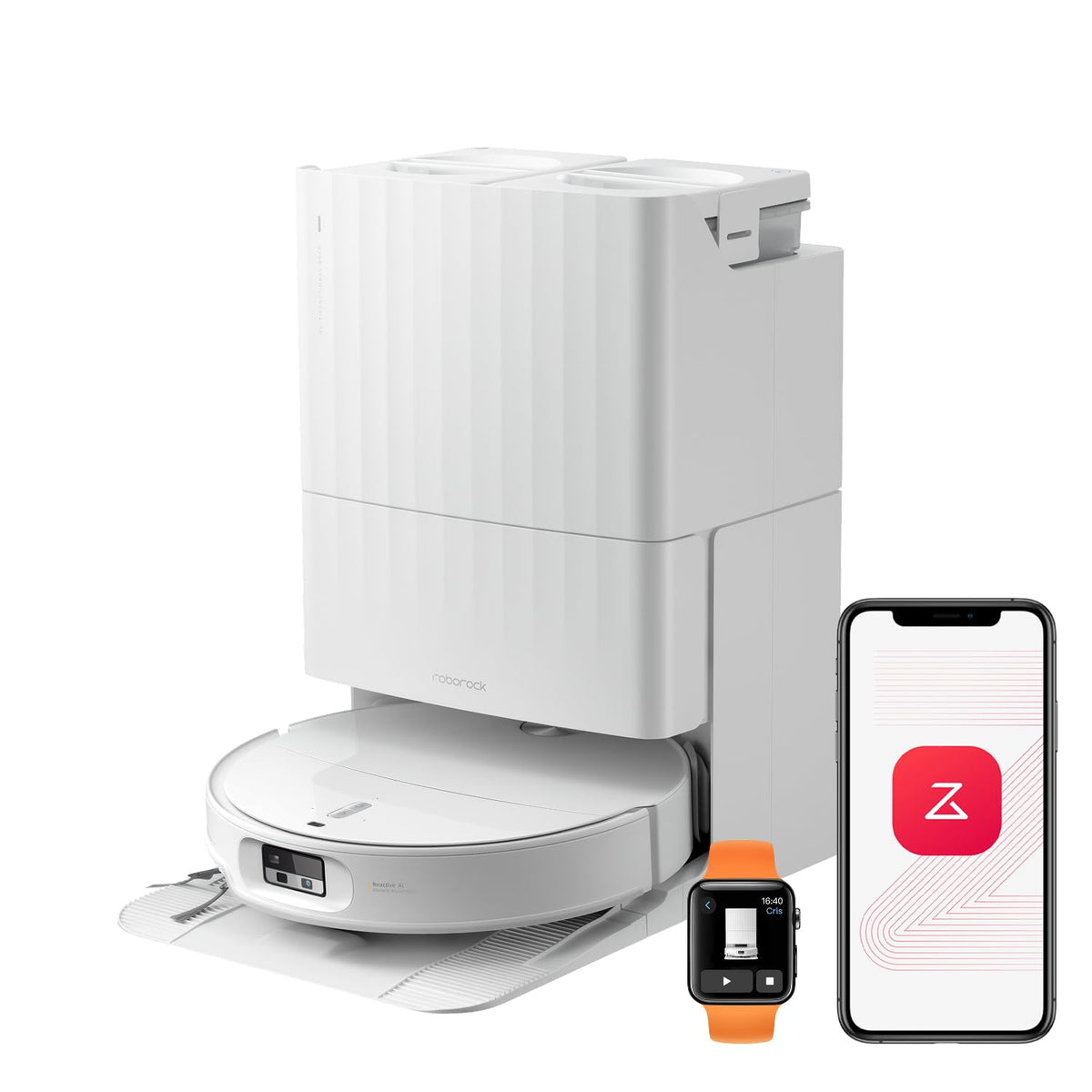 roborock Qrevo Edge S5A Saugroboter mit Wischfunktion,Dual Anti-Tangle-System,18.500Pa,FlexiArm Design Kantenreinigung, Hebarem Wischmopp,75℃ Heißwasser-Moppwäsche (Schwarz)