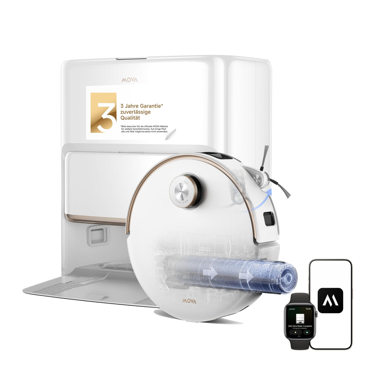 MOVA Z60 Ultra Roller Complete, HydroForce-Wischen, AutoShield-Tech Schwarz