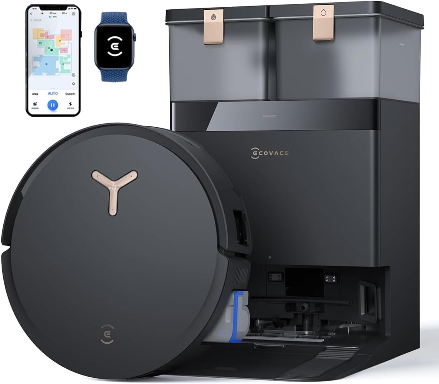 ECOVACS DEEBOT X8 PRO Omni Saugroboter mit Wischfunktion, OZMO Roller mit kontinuierliches Wischen & Selbstreinigung, 18.000 Pa, 12-in-1 Station, 40–75 °C Heißwasser-Moppreinigung, YIKO-GPT