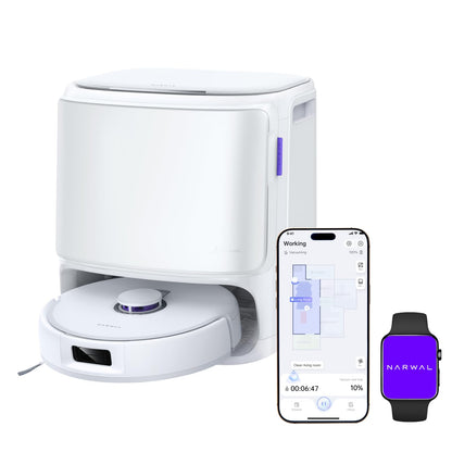 NARWAL Freo X10 Pro Saug- und Wischroboter, Anti-Tangle-System, Kantenmopp Selbstreinigung und Trocknung, 8 N Anpressdruck, 11.000 Pa, LiDAR-Navigation, 220 Minuten Laufzeit, für Tierhaare, Silber