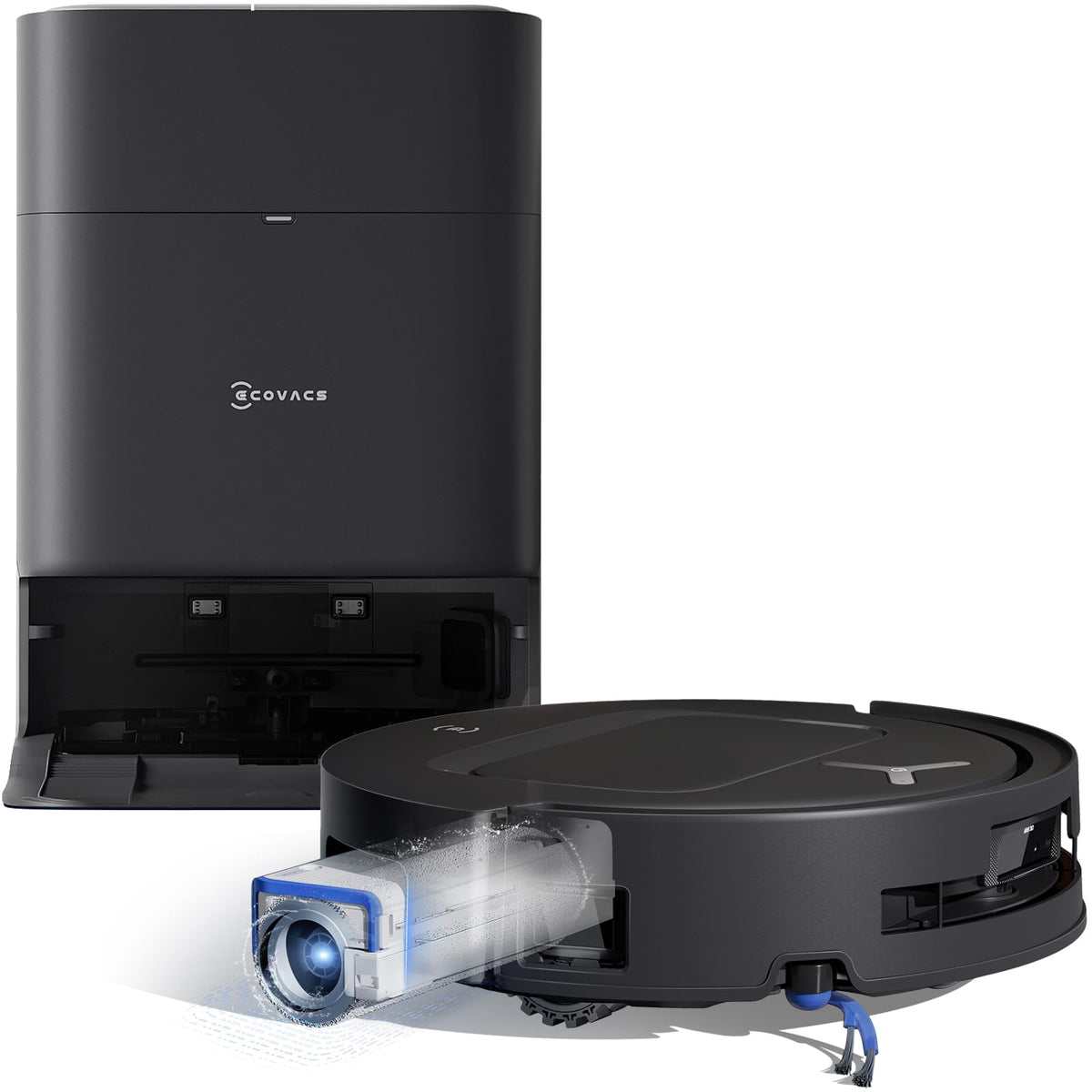 ECOVACS DEEBOT T80 Omni Saugroboter mit Wischfunktion, 18.000 Pa, OZMO Roller Wischwalze mit kontinuierlicher Frischwasser-Selbstreinigung, ZeroTangle 3.0, Moppwäsche mit 40-75℃ heißem Wasser, Weiß