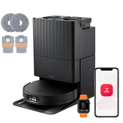 roborock Qrevo Edge S5A Saugroboter mit Wischfunktion,Dual Anti-Tangle-System,18.500Pa,FlexiArm Design Kantenreinigung, Hebarem Wischmopp,75℃ Heißwasser-Moppwäsche (Schwarz)