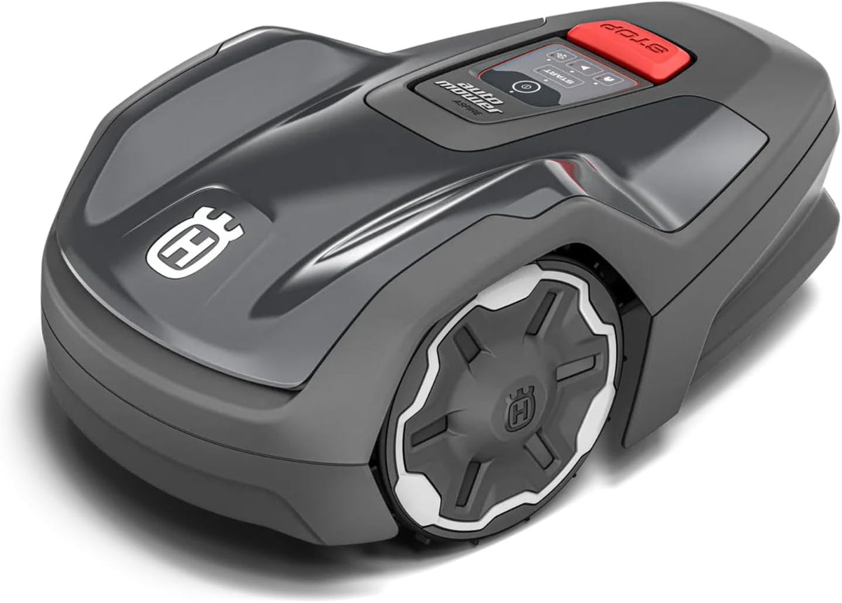 Husqvarna Automower Aspire R4 Rasenroboter für Rasenflächen bis 400m², App-gesteuert, optimiert für schmale Durchgänge und mit Begrenzungskabel zu installieren