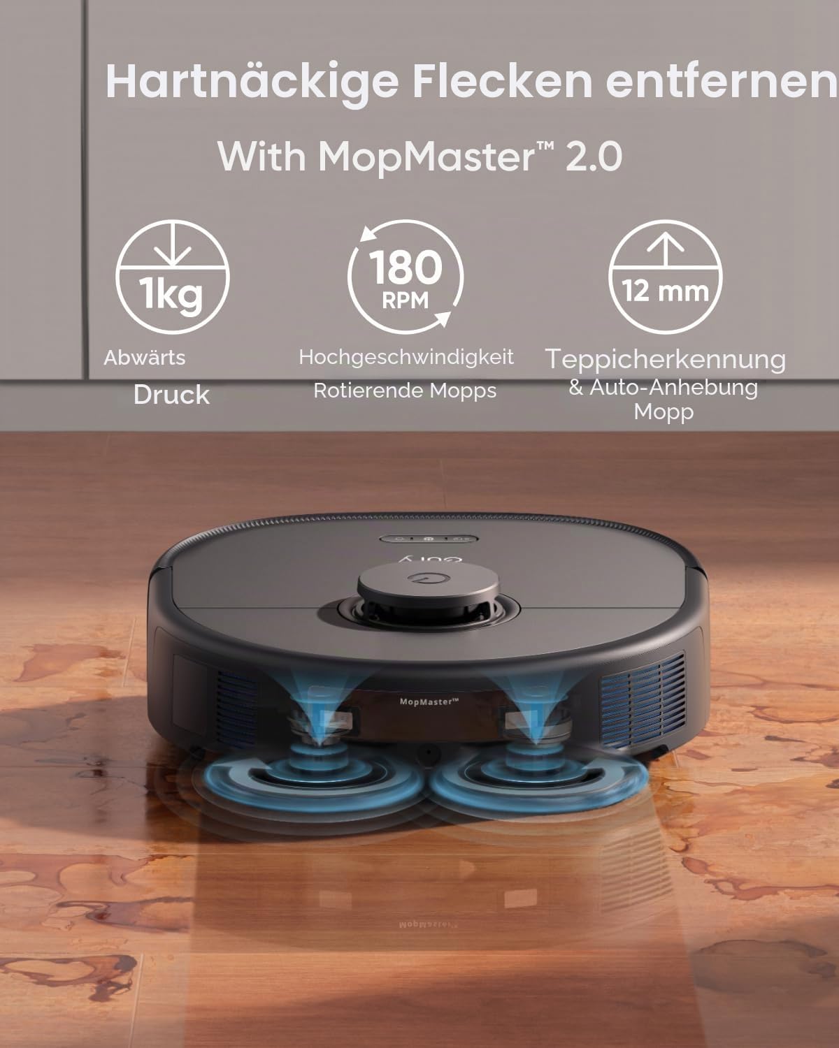 eufy X10 Pro Omni Staubsauger- und Wischroboter, 8000 Pa, Komplett-Basis mit Selbstentleerung, Selbstbefüllung und Selbstreinigung, intelligente Vermeidung mit KI, Teppicherkennung, Hub-Mopp