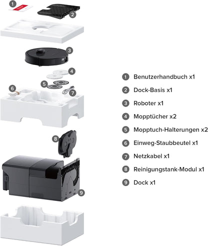 roborock Qrevo Master Saugroboter mit Wischfunktion&Hebarem Wischmopp, FlexiArm Design™, HyperForce® Saugkraft von 10.000 Pa, zusätzlich 2 Wischmops, Roboterstaubsauger-Set(Schwarz)