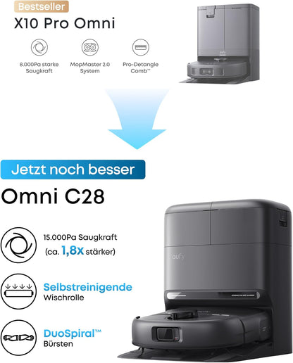 eufy Saug- und Wischroboter X10 Pro Omni, Komplett, Schwarz
