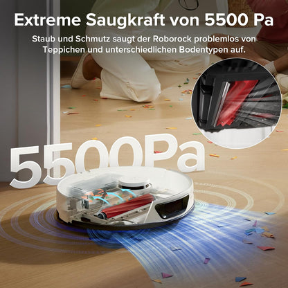 roborock S7 Max Ultra Saugroboter mit selbstentleerender/selbstwaschender/selbsttrocknender/selbstbefüllender/selbstreinigender Station (5500 Pa, aktive Hindernisvermeidung, App/Sprachsteuerung)