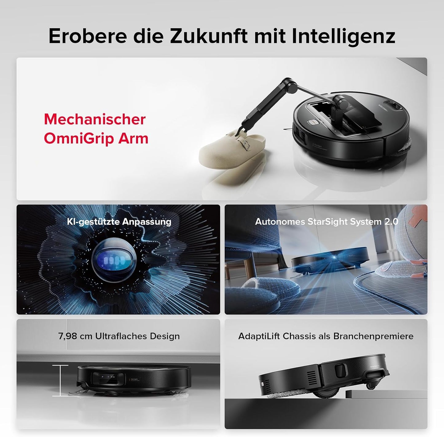 roborock Saros Z70 Saugroboter mit Wischfunktion, OmniGrip Arm, KI-gestützt