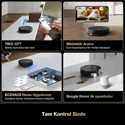 ECOVACS DEEBOT X8 PRO Omni Saugroboter mit Wischfunktion, OZMO Roller mit kontinuierliches Wischen & Selbstreinigung, 18.000 Pa, 12-in-1 Station, 40–75 °C Heißwasser-Moppreinigung, YIKO-GPT
