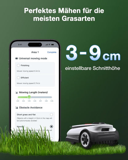 ECOVACS Goat A1600 RTK Mähroboter ohne Begrenzungskabel, 1600m², 330 mm Schnittbreite, LiDAR-unterstützte RTK+Vision Navigation, Rasenmäher Roboter, 100W Schnittleistung, 50% Steigungen