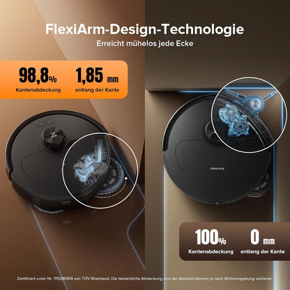 roborock Qrevo Master Saugroboter mit Wischfunktion&Hebarem Wischmopp, FlexiArm Design™, HyperForce® Saugkraft von 10.000 Pa, zusätzlich 2 Wischmops, Roboterstaubsauger-Set(Schwarz)