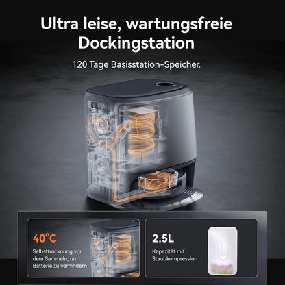 Narwal Freo Z Ultra Saugroboter mit Wischfunktion, Doppel-KI-Ausweihen KI-adaptivem Heißwasserwaschen von Mopps und Trocknen, 12.000 Pa Saugkraft, Zero Tangling Bürste 2.0, Intelligente APP