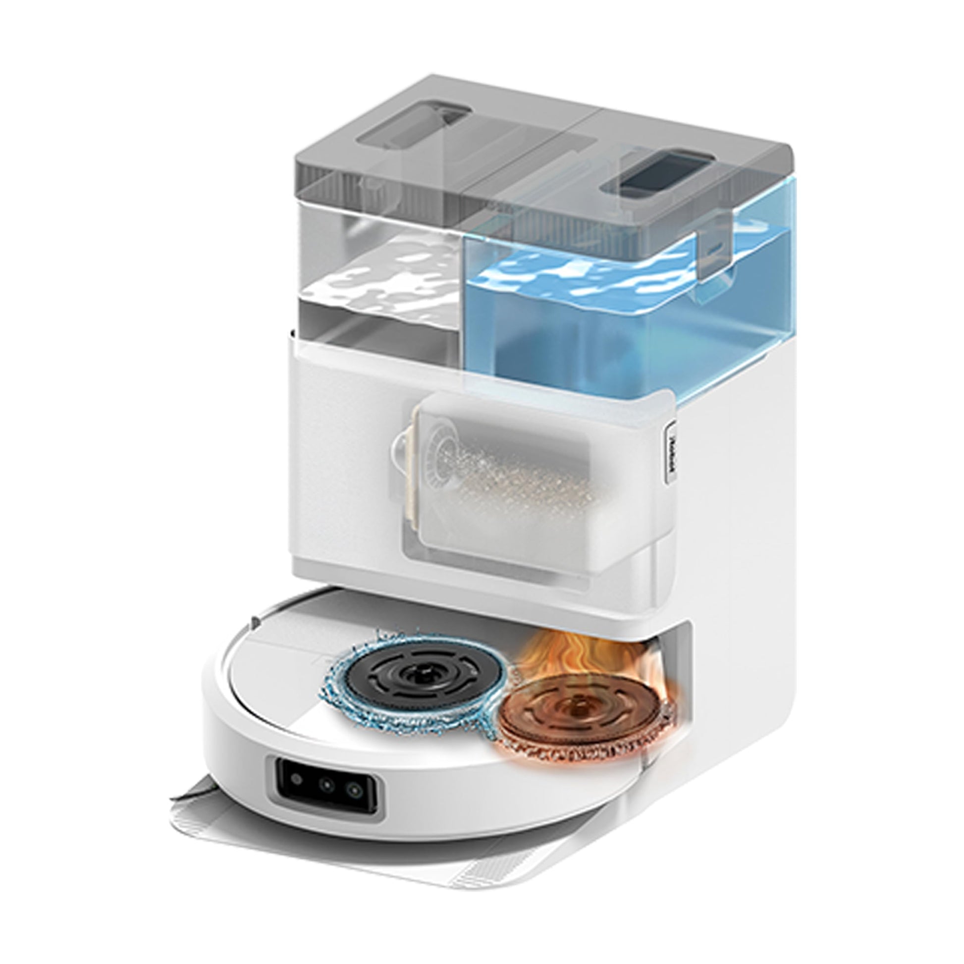 iRobot Roomba Plus 505 Saug- und Wischroboter + AutoWash-Station Saugroboter mit Wischfunktion - Multifunktinales Station - Clearview Pro LiDAR - 7000Pa - DualClean Wischpads mit PerfectEdge - SmartScrub - Schwarz