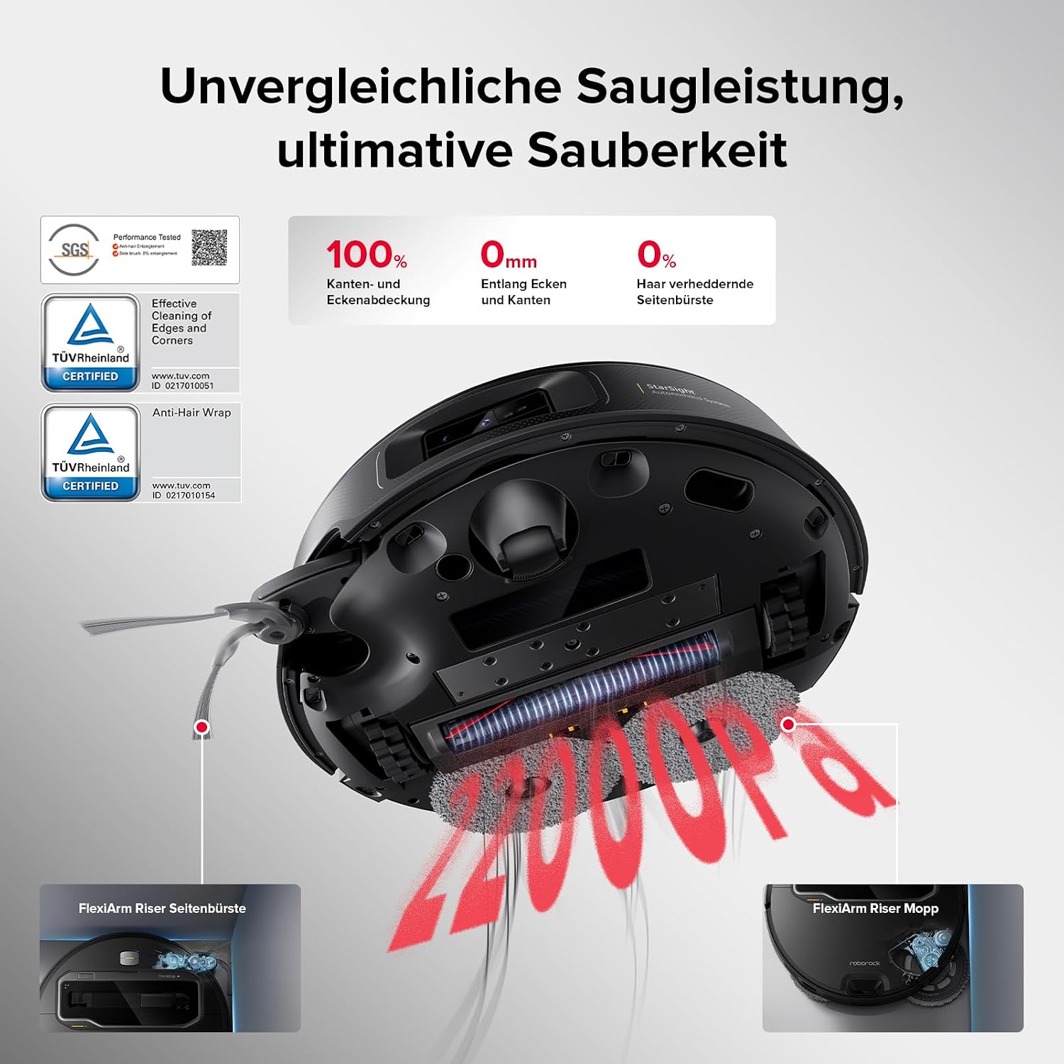 roborock Saros Z70 Saugroboter mit Wischfunktion, OmniGrip Arm, KI-gestützt