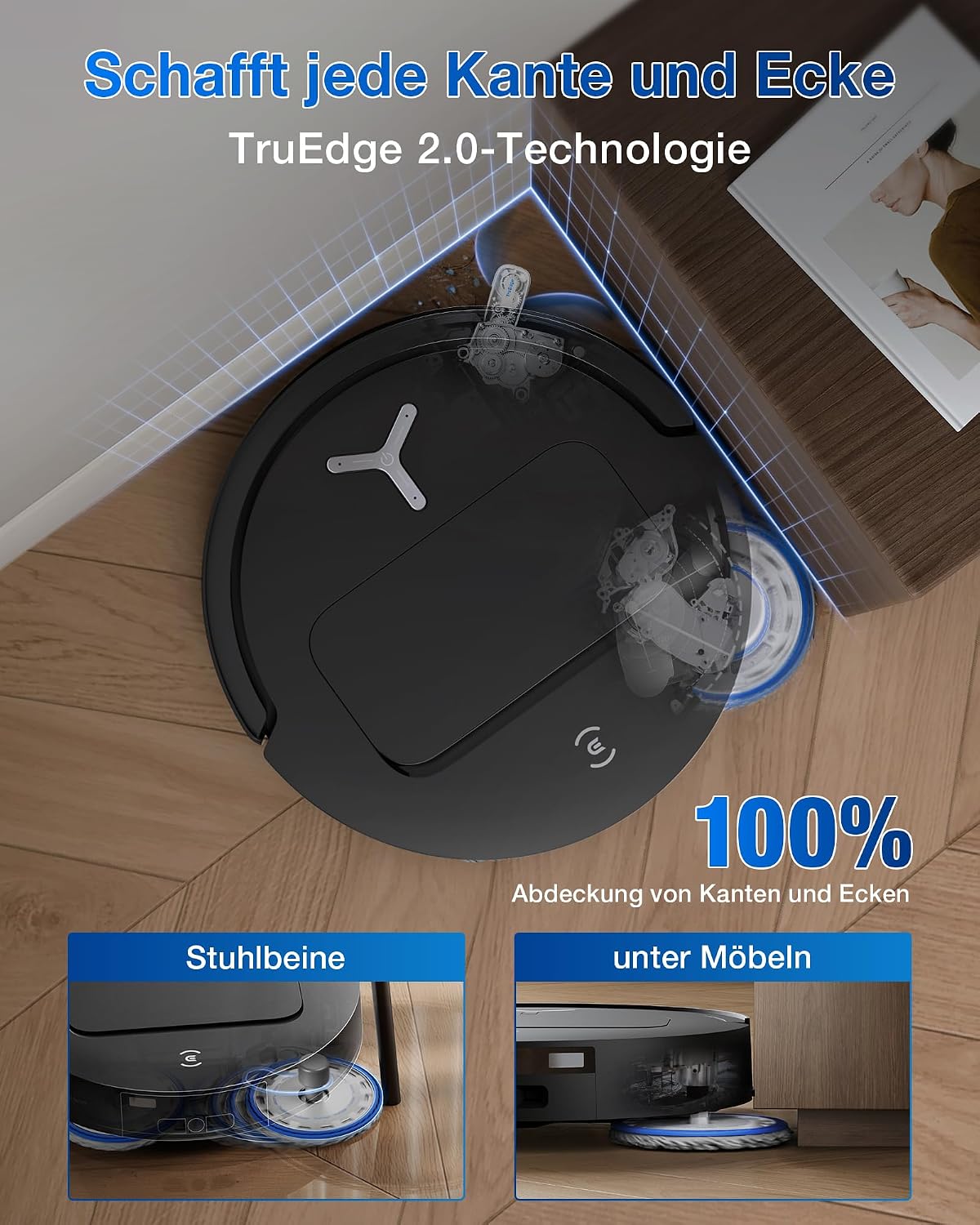 ECOVACS T50 Omni Gen2 Saugroboter mit Wischfunktion 21.000 Pa, ZeroTangle