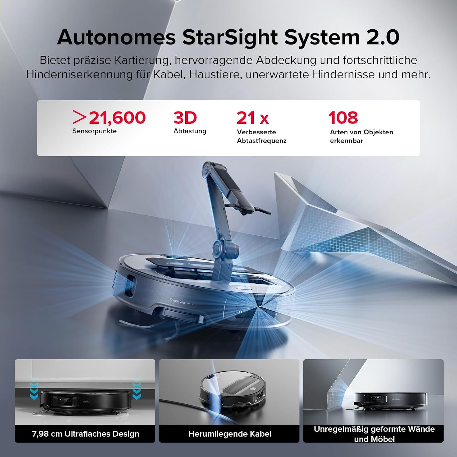 roborock Saros Z70 Saugroboter mit Wischfunktion, OmniGrip Arm, KI-gestützt