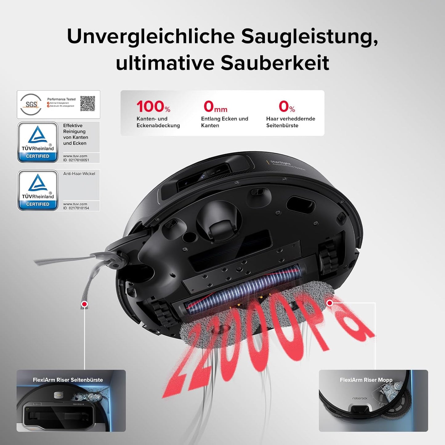roborock Saros Z70 Saugroboter mit Wischfunktion, OmniGrip Arm, KI-gestützt