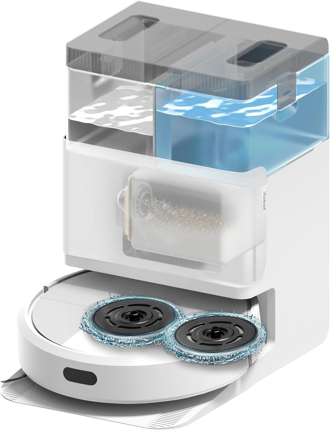 iRobot Roomba Plus 405 Saug- und Wischroboter + AutoWash-Station Saugroboter mit Wischfunktion - Clearview LiDAR - 7000Pa - DualClean Wischpads - SmartScrub - Teppicherkennung - 75 Tage Entleerung - Weiß
