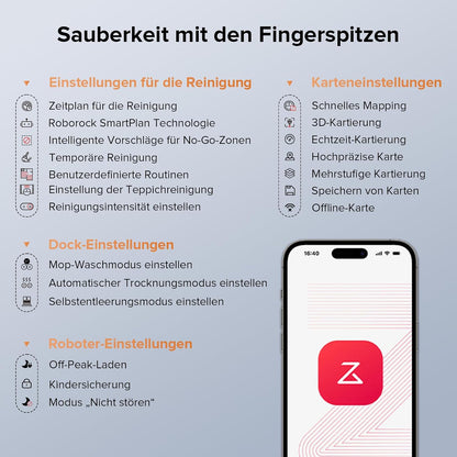 roborock Qrevo Edge S5A Saugroboter mit Wischfunktion,Dual Anti-Tangle-System,18.500Pa,FlexiArm Design Kantenreinigung, Hebarem Wischmopp,75℃ Heißwasser-Moppwäsche (Schwarz)
