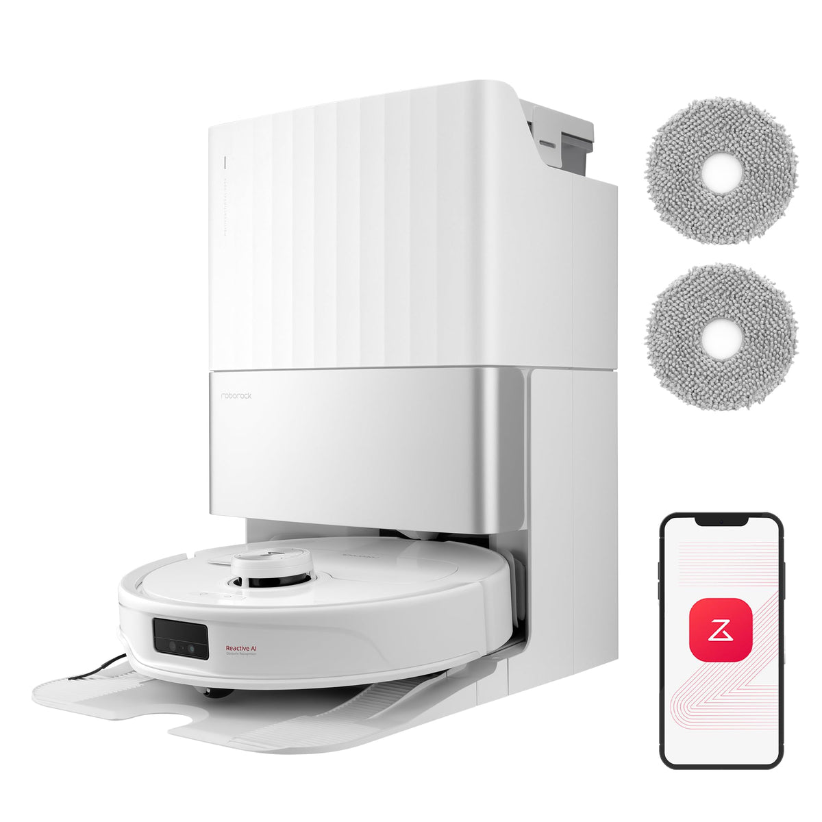 roborock Qrevo Master Saugroboter mit Wischfunktion&Hebarem Wischmopp, FlexiArm Design™, HyperForce® Saugkraft von 10.000 Pa, zusätzlich 2 Wischmops, Roboterstaubsauger-Set(Schwarz)