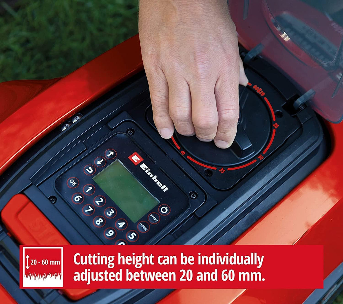 Einhell Mähroboter FREELEXO 1200 LCD BT (für bis zu 1200 m², Multizonen-Mäher, Bluetooth App-Steuerung, für Steigungen bis 35%, inkl. PXC-Akku und Installationszubehör)