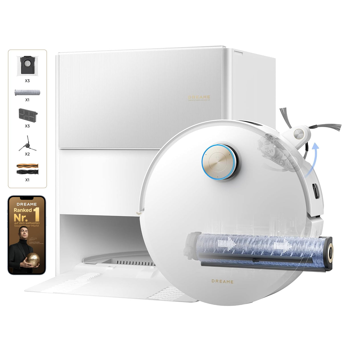dreame Aqua10 Ultra Roller Complete Saugroboter, AquaRoll-Wischmopp
