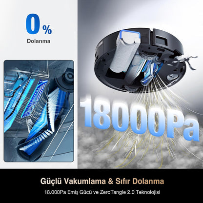ECOVACS DEEBOT X8 PRO Omni Saugroboter mit Wischfunktion, OZMO Roller mit kontinuierliches Wischen & Selbstreinigung, 18.000 Pa, 12-in-1 Station, 40–75 °C Heißwasser-Moppreinigung, YIKO-GPT