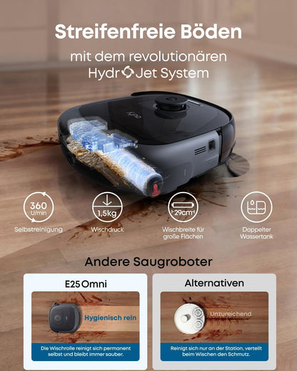 eufy Saug- und Wischroboter HydroJet E25, Komplett