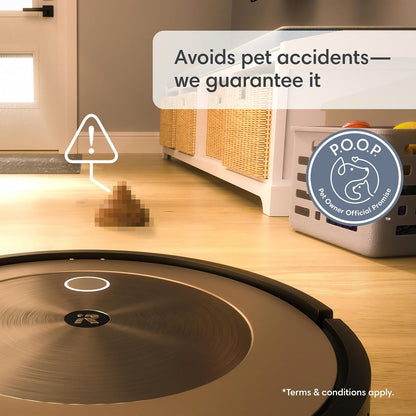 iRobot Roomba j9+ Selbstentleerender Saugroboter – leistungsstärkere Saugkraft, identifiziert und vermeidet Hindernisse wie Haustierabfälle, leert Sich für 60 Tage, am besten für Haushalte mit