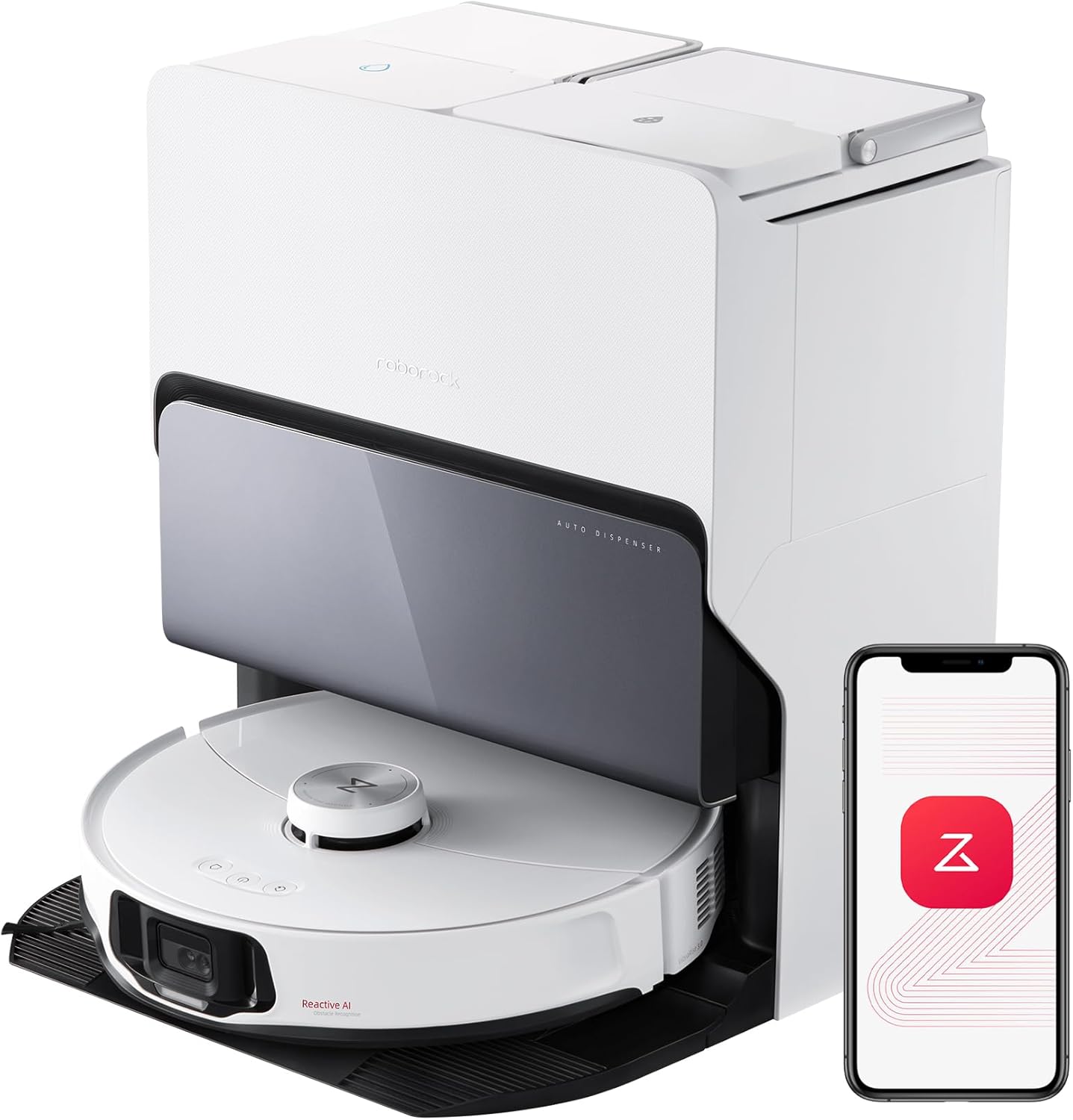 roborock S8 MaxV Ultra Saugroboter mit Wischfunktion&Hebarem Wischmopp, Umfangreiche Reinigung Durch die ausfahrbaren Seitenbürste, 10.000 Pa, 60 °C Heißwasser-Moppwäsche, Komplett-Station