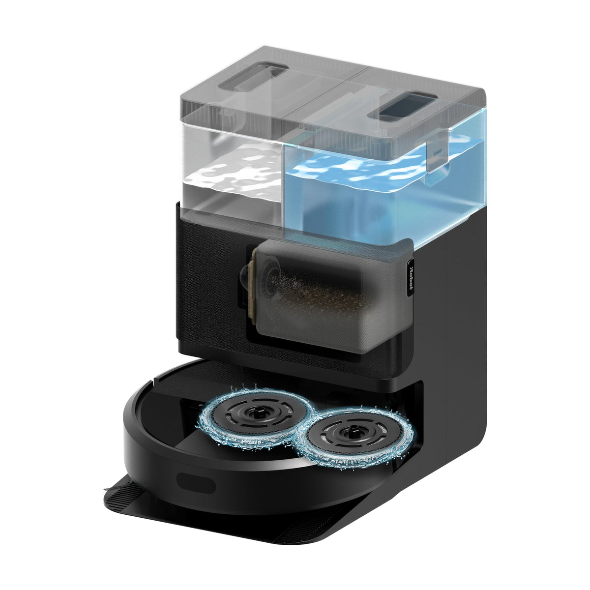 iRobot Roomba Plus 405 Saug- und Wischroboter + AutoWash-Station Saugroboter mit Wischfunktion - Clearview LiDAR - 7000Pa - DualClean Wischpads - SmartScrub - Teppicherkennung - 75 Tage Entleerung - Weiß