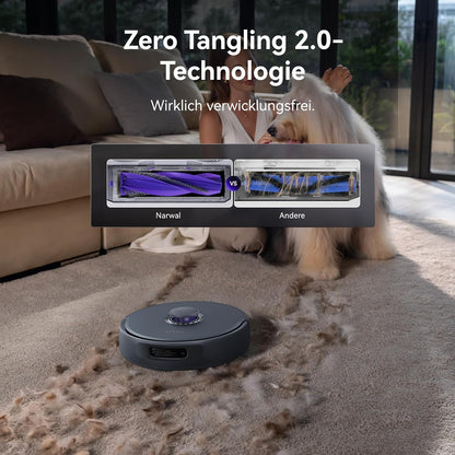 Narwal Freo Z Ultra Saugroboter mit Wischfunktion, Doppel-KI-Ausweihen KI-adaptivem Heißwasserwaschen von Mopps und Trocknen, 12.000 Pa Saugkraft, Zero Tangling Bürste 2.0, Intelligente APP