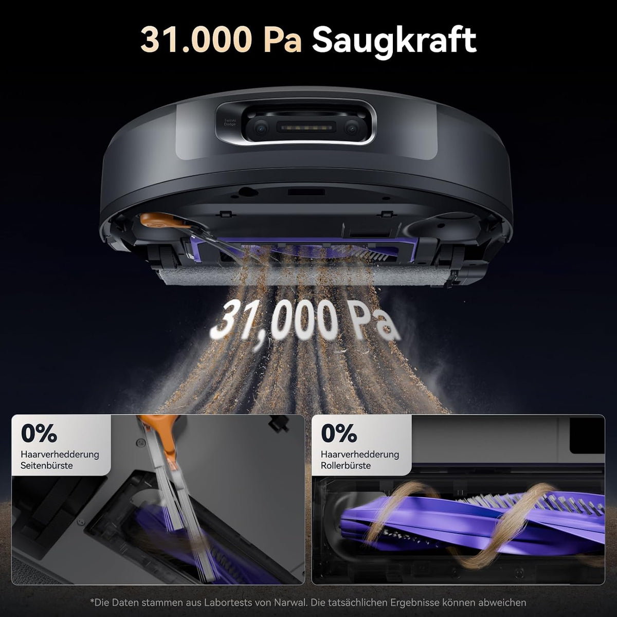 NARWAL Flow 2 Saugroboter mit Kompaktstation, Saug- und Wischroboter, FlowWash-Wischsystem mit 60 °C Heißwasser, 31.000 Pa Saugkraft, CarpetFocus™-Technologie, 100 °C Moppwäsche