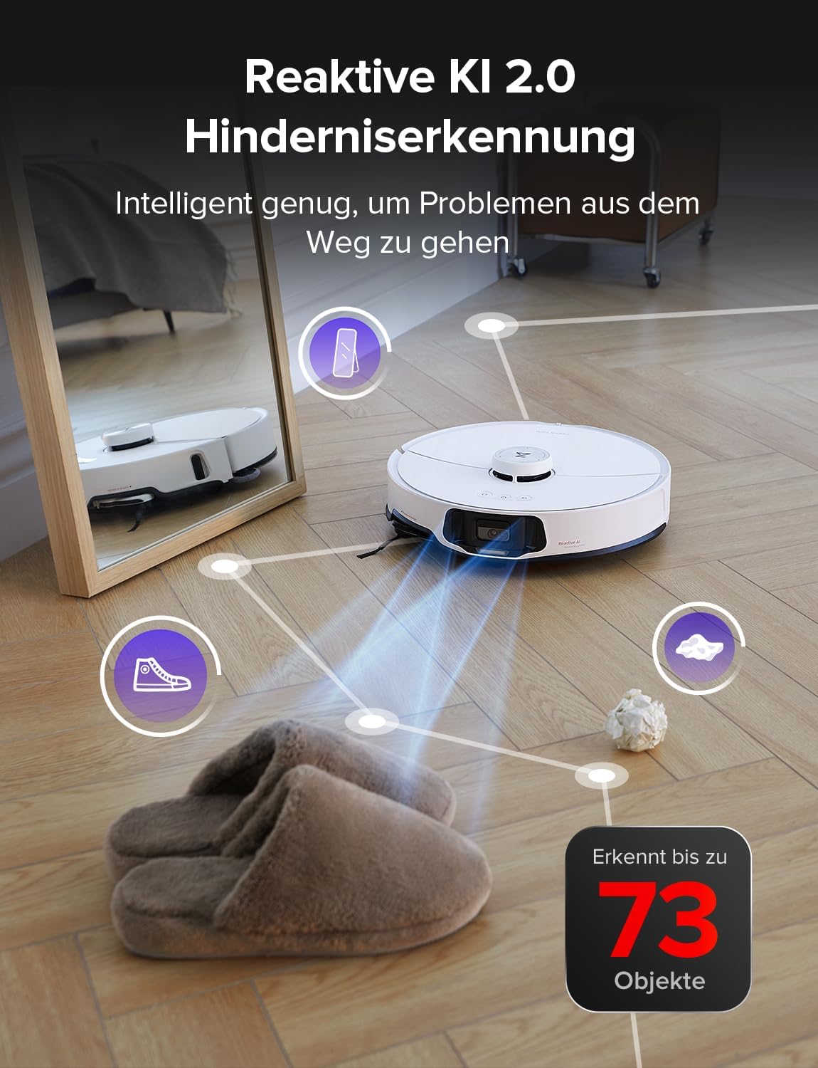 roborock S8 MaxV Ultra Saugroboter mit Wischfunktion&Hebarem Wischmopp, Umfangreiche Reinigung Durch die ausfahrbaren Seitenbürste, 10.000 Pa, 60 °C Heißwasser-Moppwäsche, Komplett-Station