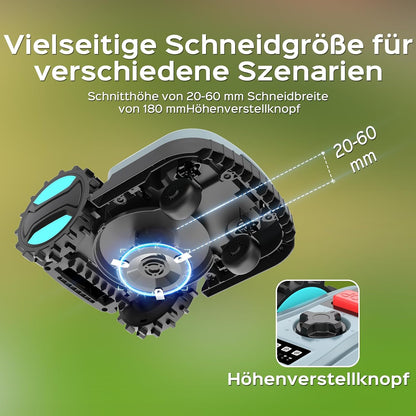 YARDCARE E400 Mähroboter mit 18cm Schnittbreite,App Steuerung,Max. bis zu 400m²,Regensensor,20-60mm Schnitthöhe,Rasenmäher Roboter mit IPX5 System,Weniger als 60 dB