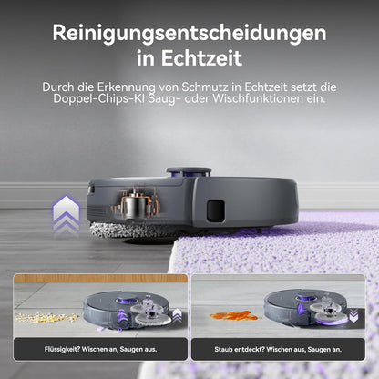 Narwal Freo Z Ultra Saugroboter mit Wischfunktion, Doppel-KI-Ausweihen KI-adaptivem Heißwasserwaschen von Mopps und Trocknen, 12.000 Pa Saugkraft, Zero Tangling Bürste 2.0, Intelligente APP