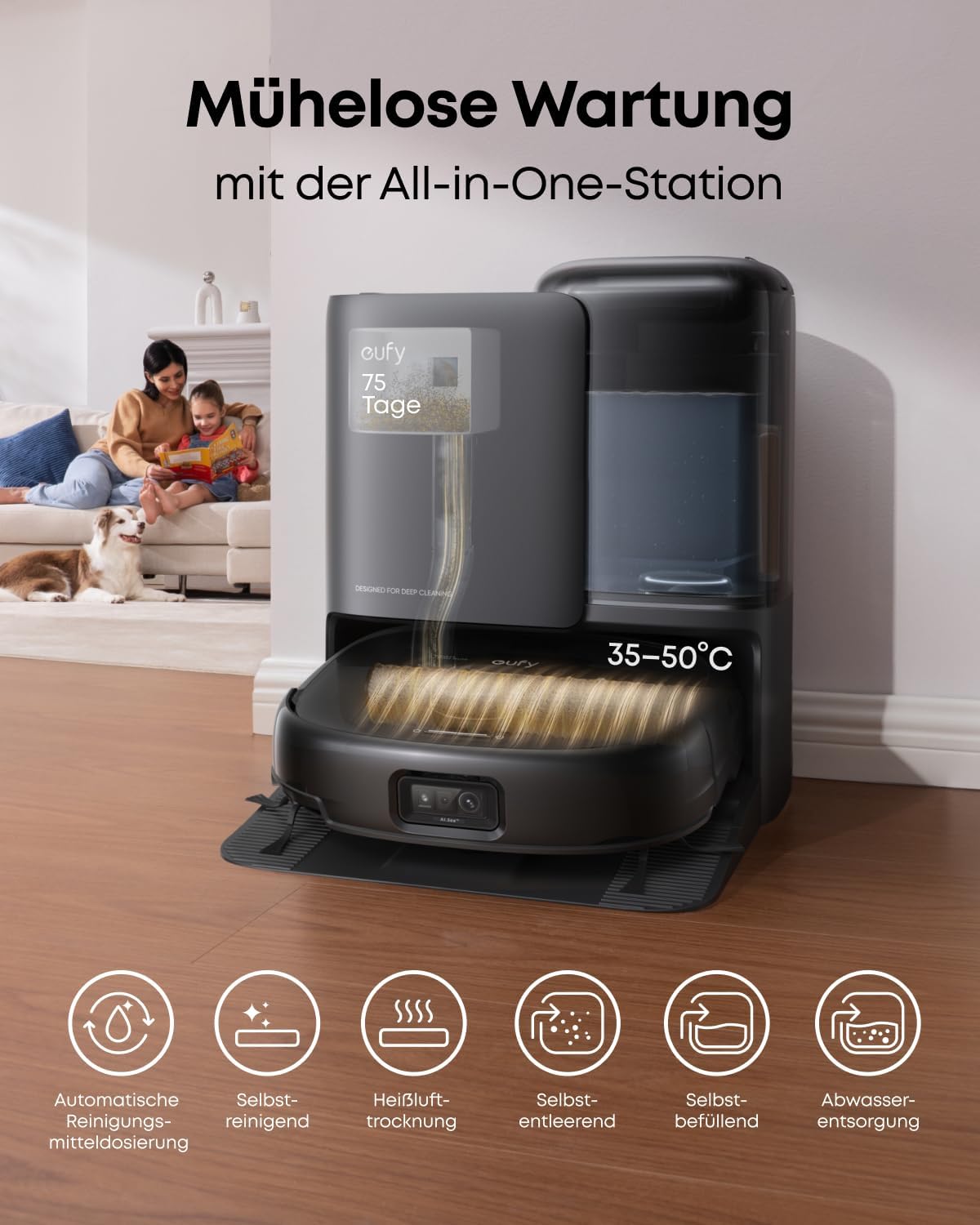 eufy Saug- und Wischroboter HydroJet E25, Komplett