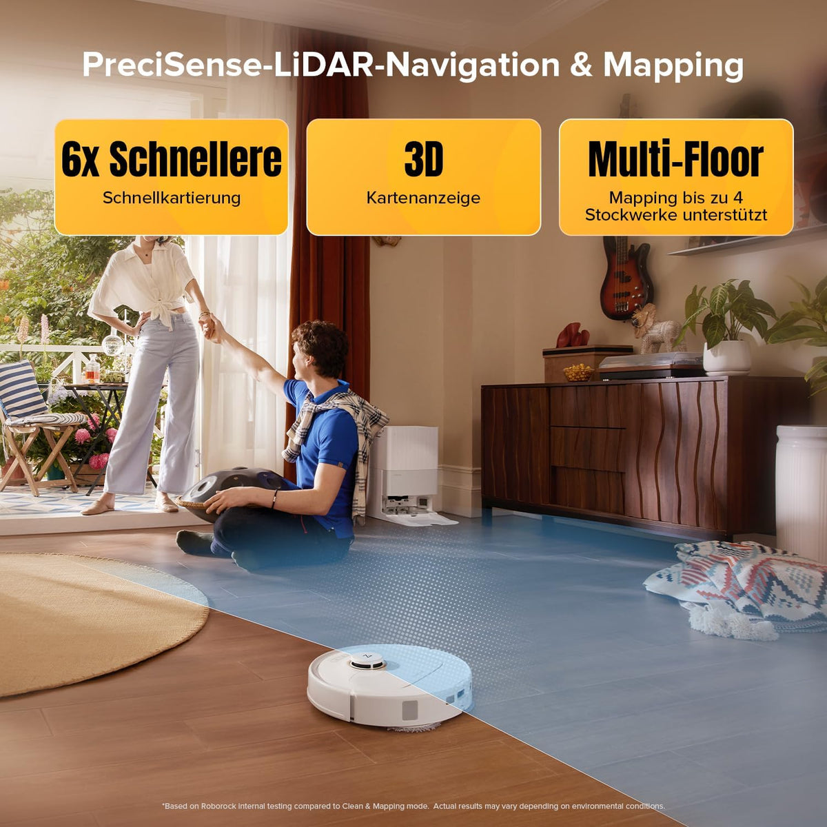 roborock Qrevo S5V Saugroboter mit Wischfunktion&Hebarem Wischmopp