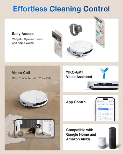 ECOVACS DEEBOT T50 PRO Omni Saugroboter und Wischmopp, 8,1 cm ultradünn, 15.000 Pa Saugkraft, ZeroTangle 2.0, TruEdge Kantenreinigung, AIVI 3D Hindernisvermeidung, Auto Mop Waschen & Trocknen