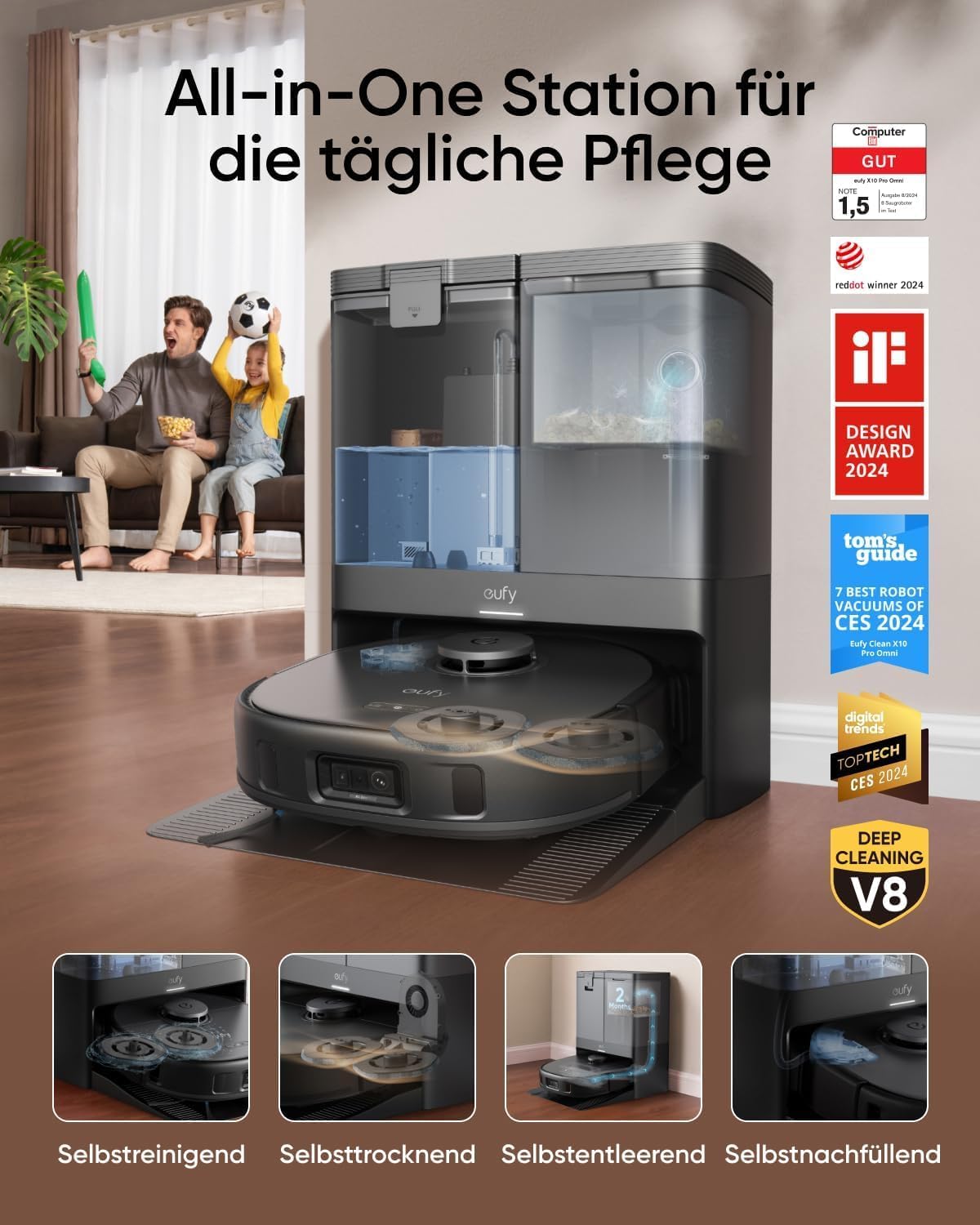 eufy Saug- und Wischroboter X10 Pro Omni, Komplett, Schwarz