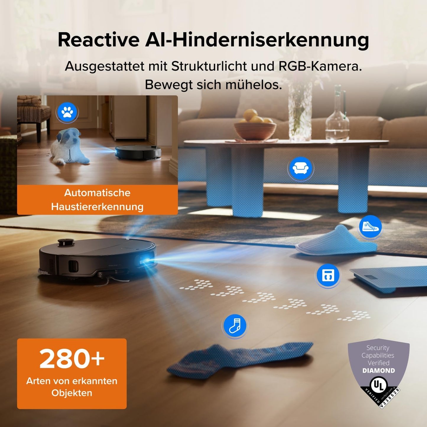 roborock Qrevo Edge 2 Set Saugroboter mit Wischfunktion&Hebarem Wischmopp